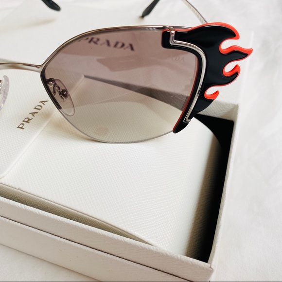 Prada 64mm Cat Eye Flame Sunglasses - Picture 4 of 7